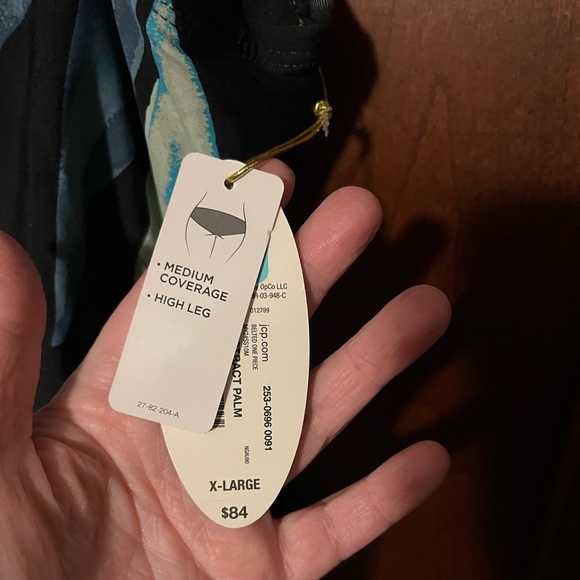 Mynah Tropical Leaf Print One Piece Swimsuit & H&M Coverup, Size XL - Picture 6 of 8